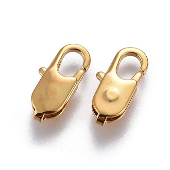304 Stainless Steel Lobster Claw Clasps, Golden, 18x8.5x3.7mm, Hole: 1.6mm