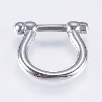 304 Stainless Steel Linking Rings, Shackle Clasp Shape, Stainless Steel Color, 18.5x17x3.5mm, Hole: 12x12mm