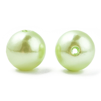 Spray Painted ABS Plastic Imitation Pearl Beads, Round, Pale Green, 10x9.5mm, Hole: 2mm, about 1040 pcs/500g