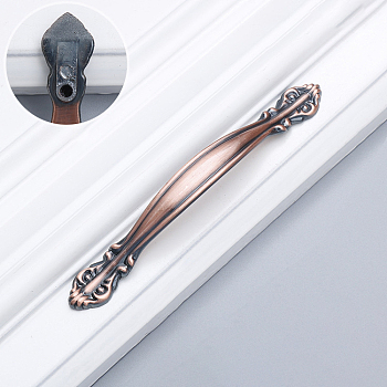 Retro Alloy Drawer Pull Bow Handles, Cabinet Pulls Handles for Drawer, Doorknob Accessories, Red Copper, 145x19.5x20mm, Hole Center: 96mm