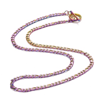 Ion Plating(IP)  304 Stainless Steel Chain Necklaces, Rainbow Color, 19.64 inch(49.9cm)