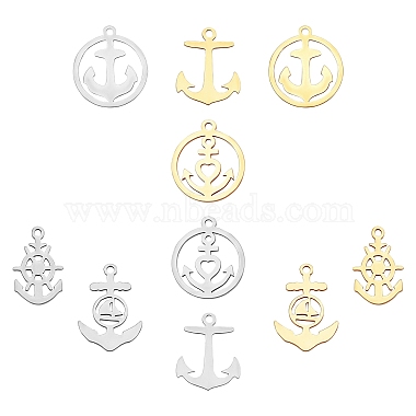 Golden & Stainless Steel Color Anchor & Helm 201 Stainless Steel Pendants
