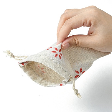 10piezas 5 estilos bolsas de embalaje de polialgodón (algodón poliéster) impresas bolsas con cordón(ABAG-YW0001-05)-4