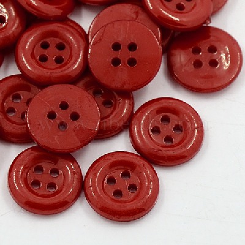 12mm Red Jewel Buttons 10pc Acrylic 4 Hole 