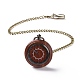 Ebony Wood Pocket Watch with Brass Curb Chain and Clips(WACH-D017-A12-02AB)-1