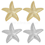 2 Pairs 2 Colors Alloy Stud Earrings, Starfish, Mixed Color, 49x48mm(EJEW-PH0002-06)