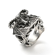 316 Stainless Steel Cavel Finger Ring, Gothic Jewelry for Men Women, Antique Silver, US Size 9(18.9mm)(RJEW-C030-01A-AS)