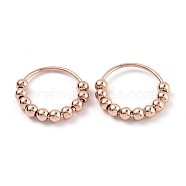 Brass Finger Ring, with Round Beads, Rose Gold, US Size 4 1/4(15mm)(RJEW-Z008-01RG)
