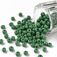 Glass Seed Beads, Opaque Colours Seed, Round, Pale Green, Size: about 4mm in diameter, hole:1.5mm, about 1000pcs/100g(X1-SEED-A010-4mm-47)