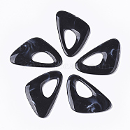 Acrylic Pendants, Imitation Gemstone Style, Triangle, Black, 44x27.5x3.5mm, Hole: 10x18mm, about 274pcs/500g(OACR-T021-006A)