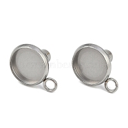 Non-Tarnish 304 Stainless Steel Stud Earring Finding, Flat Round, Stainless Steel Color, 15.5x11.5x11mm, Hole: 2.5mm(STAS-Z084-08A-P)