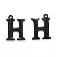 304 Stainless Steel Alphabet Charms, Electrophoresis Black, Letter.H, 12x9x1mm, Hole: 1mm(STAS-H122-H-EB)
