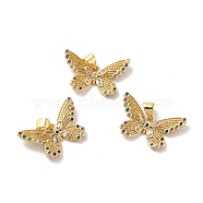 Rack Plating Brass Micro Pave Cubic Zirconia Pendants, Cadmium Free & Lead Free, Real 18K Gold Plated, Butterfly, Mixed Color, 13x22x2mm, Hole: 4x3.6mm(KK-A160-10G)