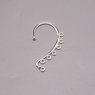 Alloy Ear Cuff Findings, with 7 Loops, Ear Wrap Earring Hooks for Non Piercing Earring Making, Silver, 58x35x2mm, Hole: 2.5mm(FIND-WH0092-52S)