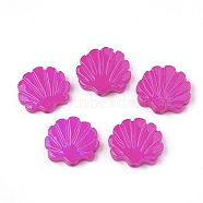 Freshwater Shell Beads, Spray Painted, Scallop Shell Shape, Magenta, 11.5~12x12.5~13x2~3mm, Hole: 0.8mm(X-SHEL-S274-14D)