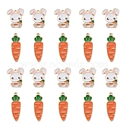 50Pcs 2 Styles Alloy Enamel Pendants, Rabbit & Carrot, Light Gold, Mixed Color, 25Pcs/Style(ENAM-LS0001-26LG)