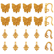 SUPERFINDINGS 20Pcs 2 Style Rack Plating Brass S Hook Clasps, Long-Lasting Plated, Lead Free & Cadmium Free, Flower & Butterfly, Golden, 5~10x5.5~11mm, Hole: 1~1.5mm, 10pcs/style(KK-FH0003-91)