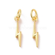 Brass Charms, with Jump Ring, Cadmium Free & Lead Free, Lightning, Real 18K Gold Plated, 14.5x2.5x2mm, Hole: 3mm(KK-G418-16G)