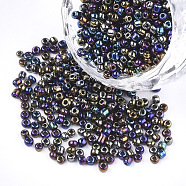 Opaque Glass Seed Beads, Rainbow Plated, Round, Colorful, 2mm, Hole: 1mm, about 30000pcs/bag(SEED-S023-01C-09)