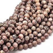 Natural Leopard Skin Jasper Round Bead Strands, 12mm, Hole: 1mm, about 31pcs/strand, 15 inch(G-P072-31-12mm)