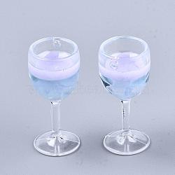 Imitation Juice Goblet Pendants, Plastic Pendants, with Resin Inside, Draft Beer Resin Charm, Lilac, 35.5x16.5mm, Hole: 1.8mm(CRES-S359-16E)