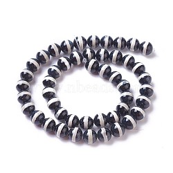 Natural Tibetan Striped Pattern dZi Agate Beads Strands, Round, Black, 6~6.5mm, Hole: 0.8mm, about 60~64pcs/strand,  14.76  inch~15.15 inch(37.5~38.5cm)(G-P425-03D-6mm)
