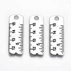 Tibetan Style Alloy Pendants for Teachers' Day, Lead Free & Cadmium Free, Ruler, Antique Silver, 29x9.5x1mm, Hole: 2mm(X-TIBE-S323-047AS-RS)
