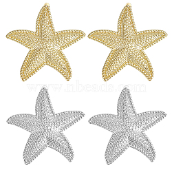 2 Pairs 2 Colors Alloy Stud Earrings, Starfish, Mixed Color, 49x48mm(EJEW-PH0002-06)
