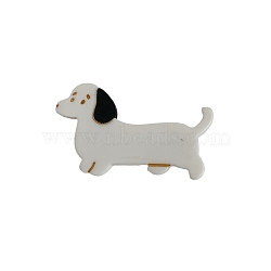 Dog Cellulose Acetate(Resin) Alligator Hair Clips, with Iron Clip, No-Trace Bangs Hair Clip for Women and Girls, White, 50x30mm(PW-WG0720E-01)