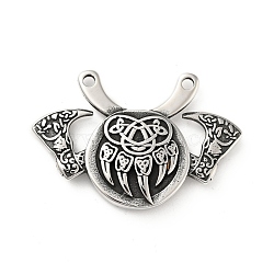 304 Stainless Steel Viking Bear Paw Law Odin Double Ax Pendants, Antique Silver, 35x55x7.5mm, Hole: 3mm(STAS-P309-31AS)