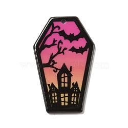 Halloween Acrylic Pendants, Polygon, Haunted House, 42x26.5x2.5mm, Hole: 1.5mm(MACR-C030-01A)