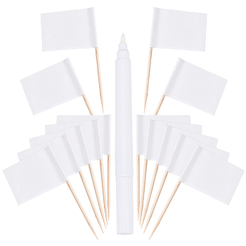 Toothpick Flag Paper Card, Superfine Art Marker Pen, for DIY Cake, Cheese Decoration Making, Mixed Color, Marker Pen: 104mm, 1pc