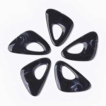 Acrylic Pendants, Imitation Gemstone Style, Triangle, Black, 44x27.5x3.5mm, Hole: 10x18mm, about 274pcs/500g