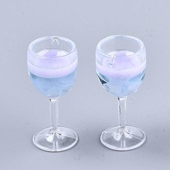 Imitation Juice Goblet Pendants, Plastic Pendants, with Resin Inside, Draft Beer Resin Charm, Lilac, 35.5x16.5mm, Hole: 1.8mm