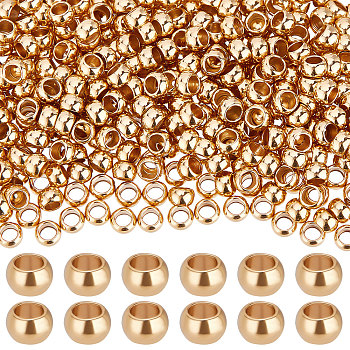 500Pcs 304 Stainless Steel Spacer Beads, Rondelle, Golden, 3x2mm, Hole: 1.8mm