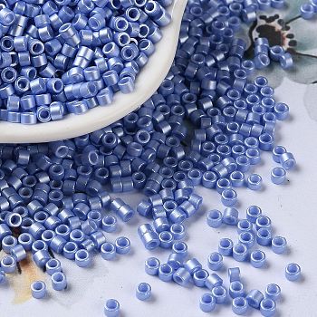 Baking Paint Glass Seed Beads, Cylinder, Cornflower Blue, 2.5x2mm, Hole: 1.4mm, about 45359pcs/pound