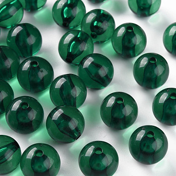 Transparent Acrylic Beads, Round, Green, 16x15mm, Hole: 2.8mm