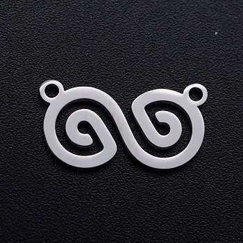 201 Stainless Steel Pendants, Infinity, Stainless Steel Color, 9x16.5x1mm, Hole: 1.2mm