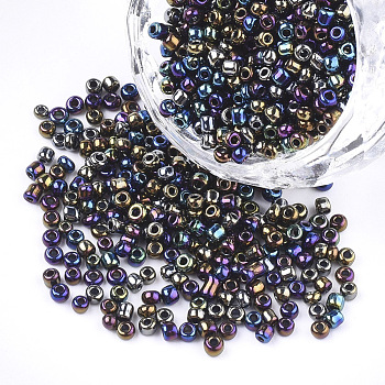 Opaque Glass Seed Beads, Rainbow Plated, Round, Colorful, 2mm, Hole: 1mm, about 30000pcs/bag