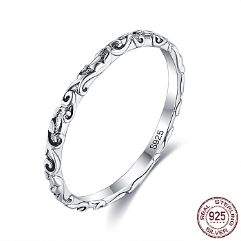 925 Sterling Silver Finger Rings, Vines, Antique Silver,  US Size 9(18.9mm)