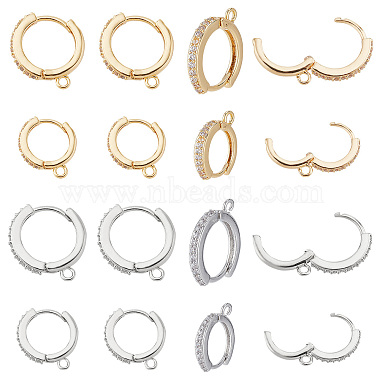 Platinum & Golden Brass+Cubic Zirconia Hoop Earring Findings