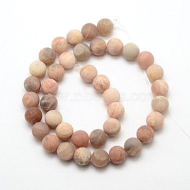 Natural Sunstone Frosted Round Bead Strands(G-O039-07-8mm)-2