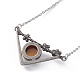 Natural Tiger Eye Triangle with Flower Pendant Necklace(NJEW-P274-01AS-01)-4