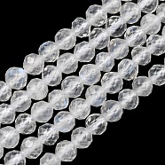 Natural Rainbow Moonstone Beads Strands, Grade AAA, Faceted Round, 3mm, Hole: 0.6mm, about 140pcs/strand, 15.35~15.47 inch(39~39.3cm)(G-G0005-C02)