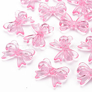 Transparent Acrylic Beads, Bowknot, Pearl Pink, 23x29.5x6mm, Hole: 1.6mm, about 293pcs/500g(TACR-S154-56B-903)
