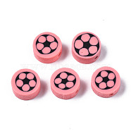 Handmade Polymer Clay Beads, for DIY Jewelry Crafts Supplies, Flat Round, Light Coral, 9.5x4.5mm, Hole: 1.8mm(CLAY-N008-038G)