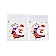 Christmas Theme Plastic Bakeware Bag, with Self-adhesive, for Chocolate, Candy, Cookies, Square, Dark Orange, 130x100x0.2mm, about 100pcs/bag(OPP-Q004-03A)