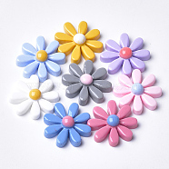 Resin Cabochons, Flower, Mixed Color, 22~23x7~8mm(CRES-Q206-16B-M)