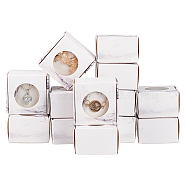 Folding Cardboard Paper Boxes with Round Visible Window, for Rings, Bracelet and Small Item Packaging, Rectangle with Marble Pattern, White, Finished Product: 4.3x4.15x0.25cm(CON-WH0094-17)