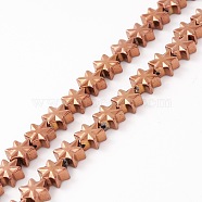 Electroplate Synthetic Non-magnetic Hematite Beads, Star, Copper Plated, 7.5x7x3.5mm, Hole: 1mm, about 44~61pcs/strand, 11.02 inch(28cm)~15.55 inch(39.5cm)(G-I317-03G)